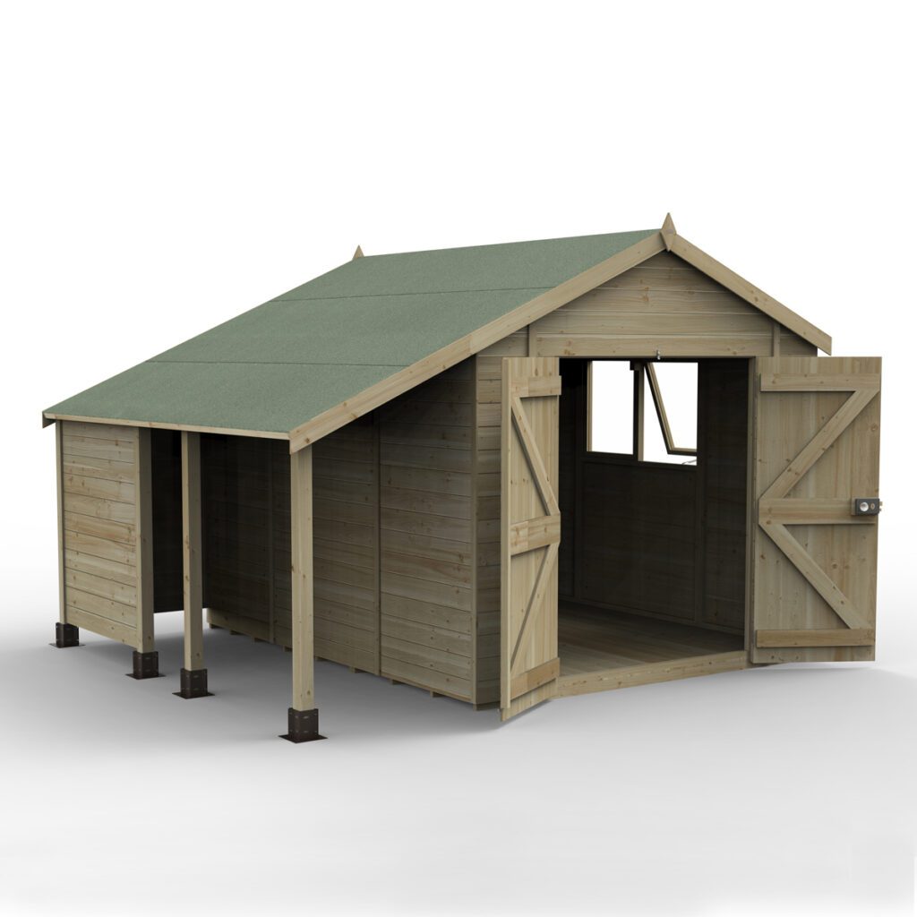 Timberdale 10×8 Apex Shed – Double Door With Log Store 5013053189276 2